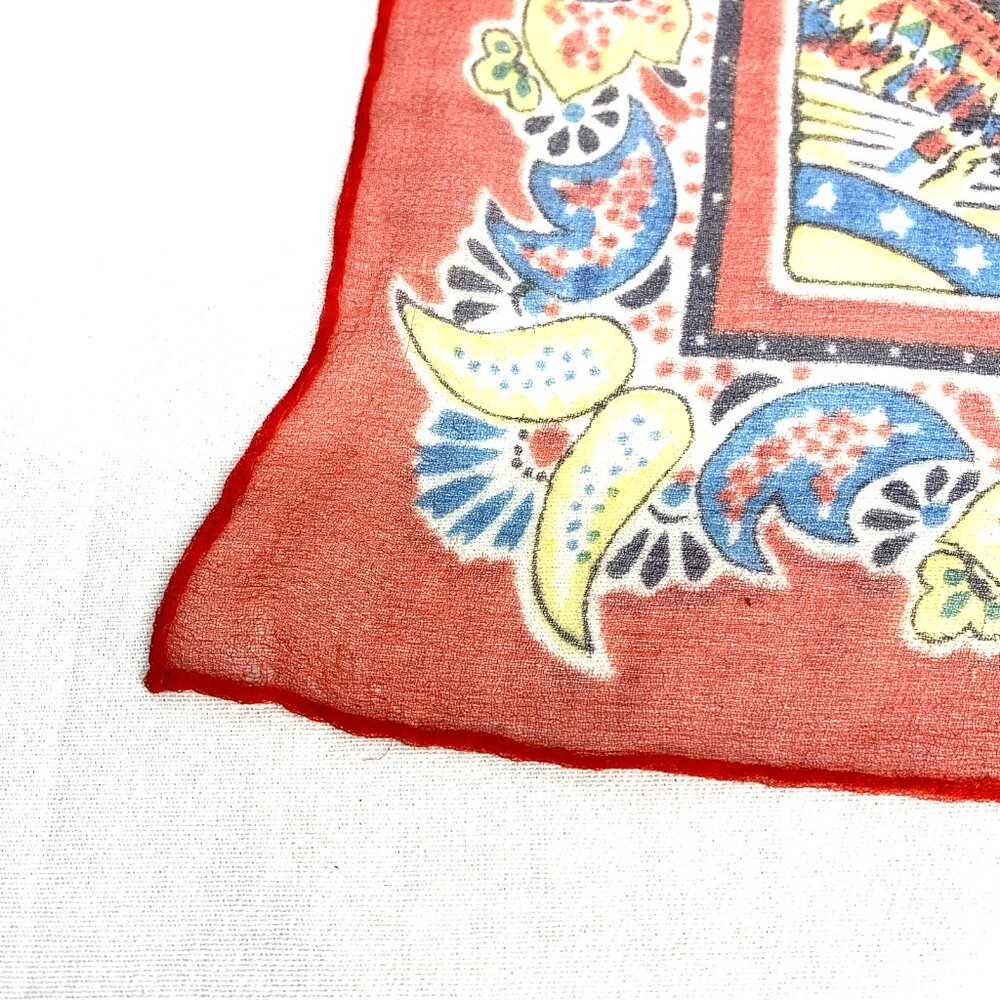 New York World's Fair Printed Silk Scarf Hankie Hanky 12 x 13" Sheer - Picture 6 of 8